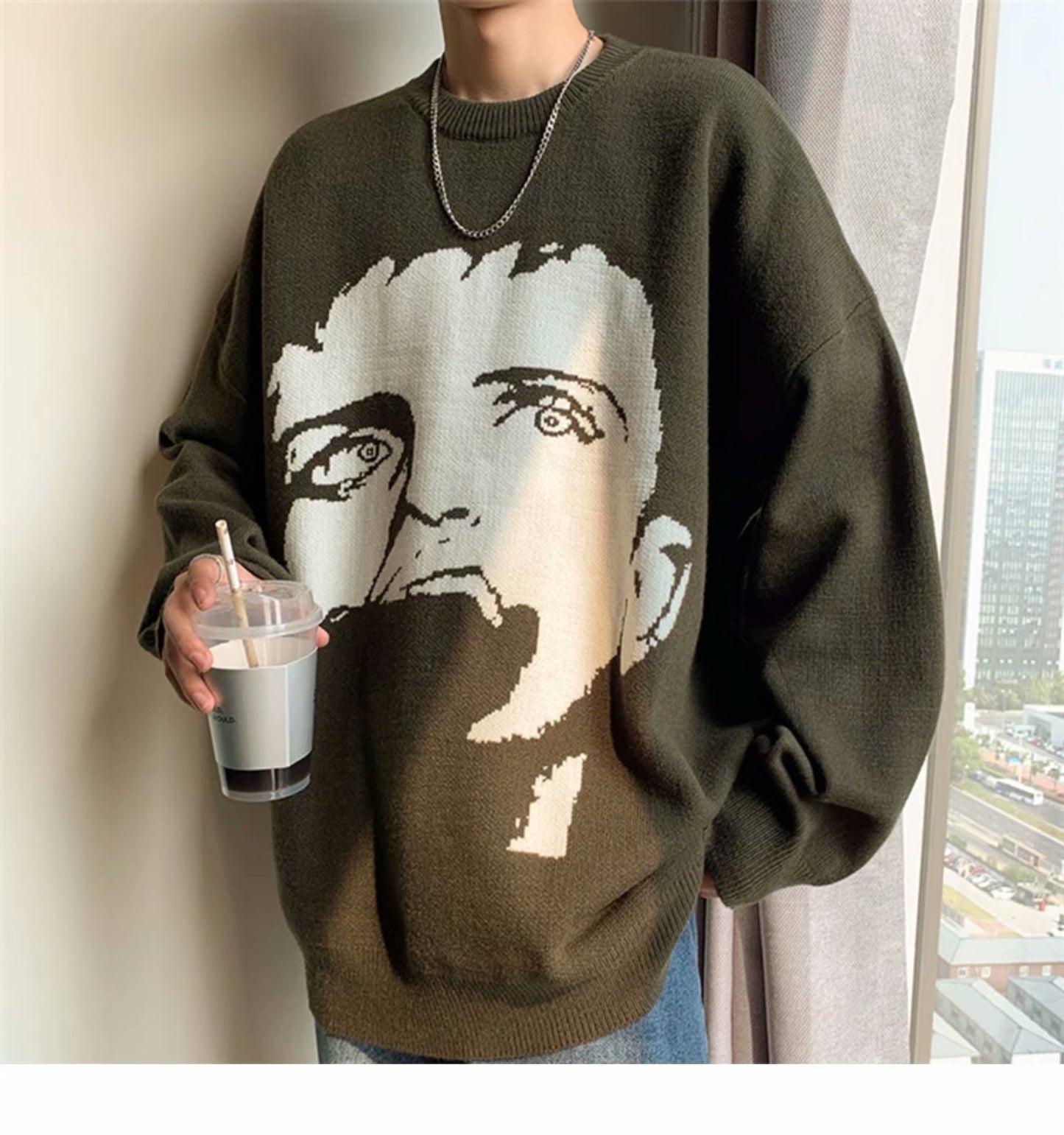 Privathinker Men's Winter Warm Sweater Korean Streetwear Fashion Woman Pullovers Sweater Autumn Graphic Printed Casual Sweater