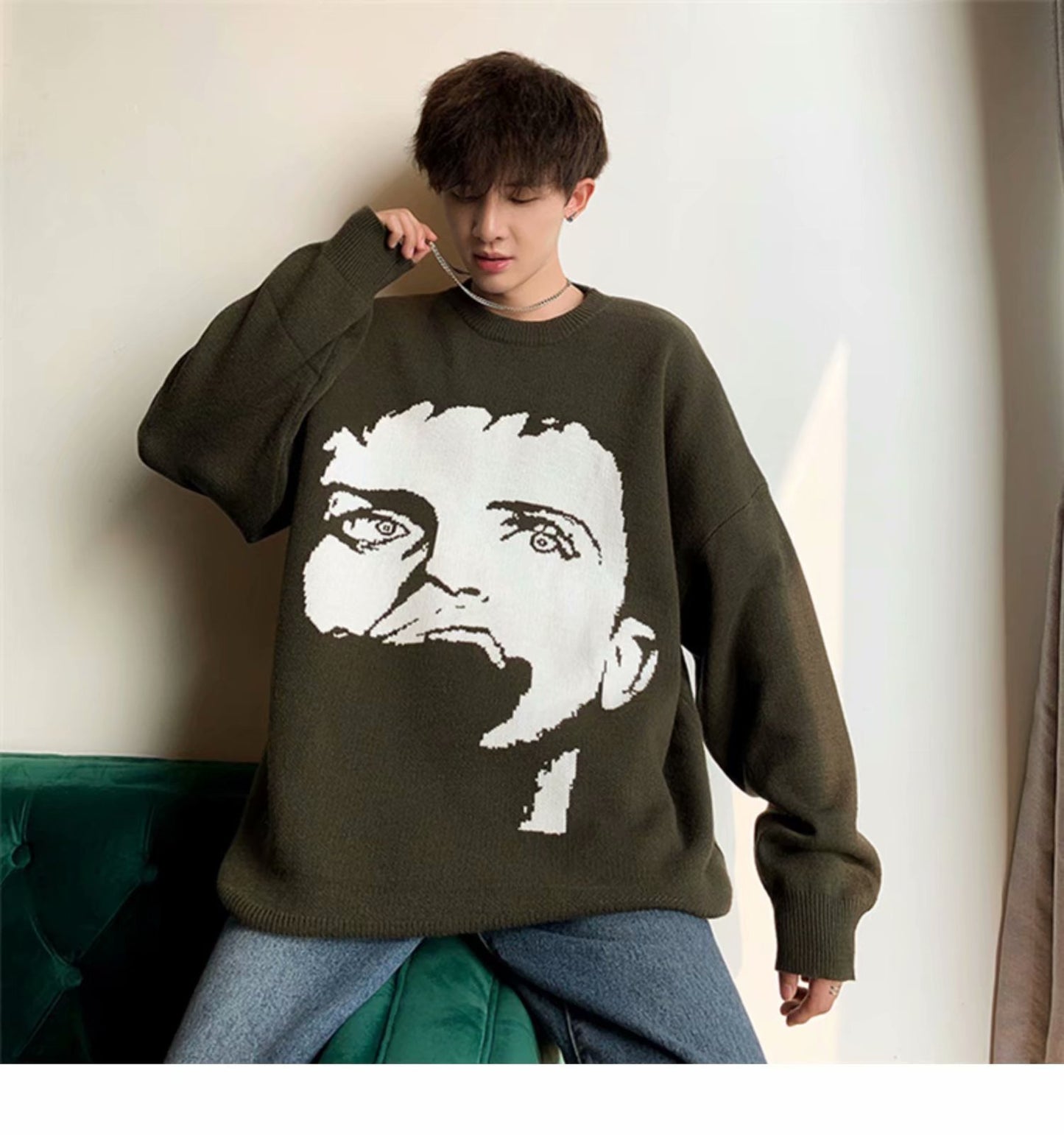 Privathinker Men's Winter Warm Sweater Korean Streetwear Fashion Woman Pullovers Sweater Autumn Graphic Printed Casual Sweater