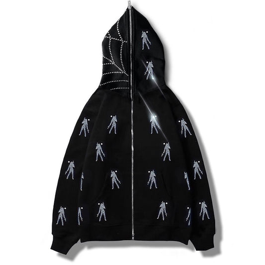 Autumn And Winter Loose Type Y2K Trend Water Drill Hoodie Cardigan
