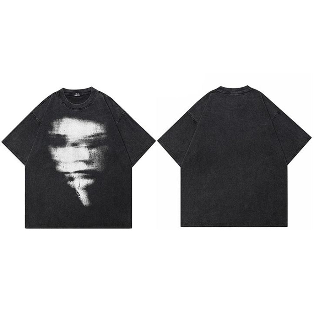 Hip Hop Washed Black T-shirt Streetwear